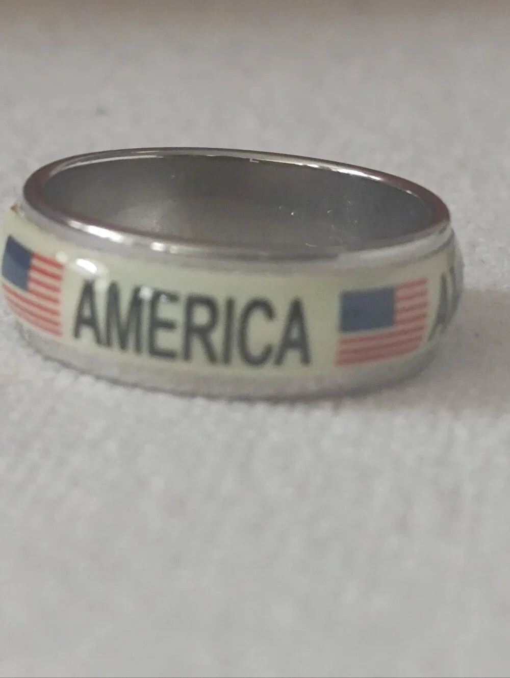 New America Flag Enamel Stainless Steel Ring